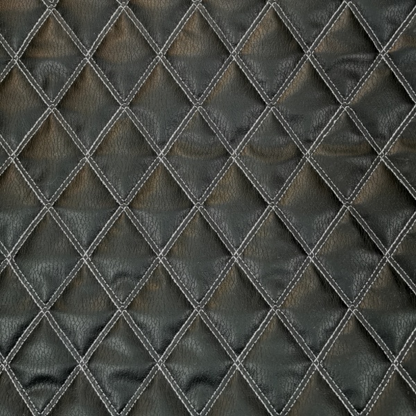 Black Quilted Leatherette (White)